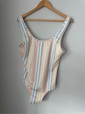 Imagine Perry Pastel Stripe Scoop-Back One-Piece Swimsuit - Women's Large NWT